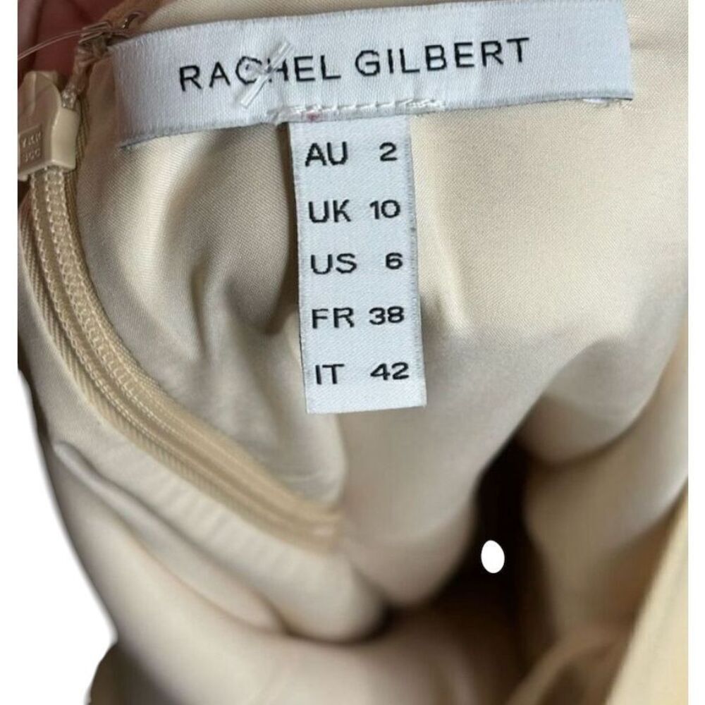 RACHEL GILBERT HAND-BEADED CREPE MIDI DRESS in Beige/Nude NWOT Size US 6 - Picture 6 of 6
